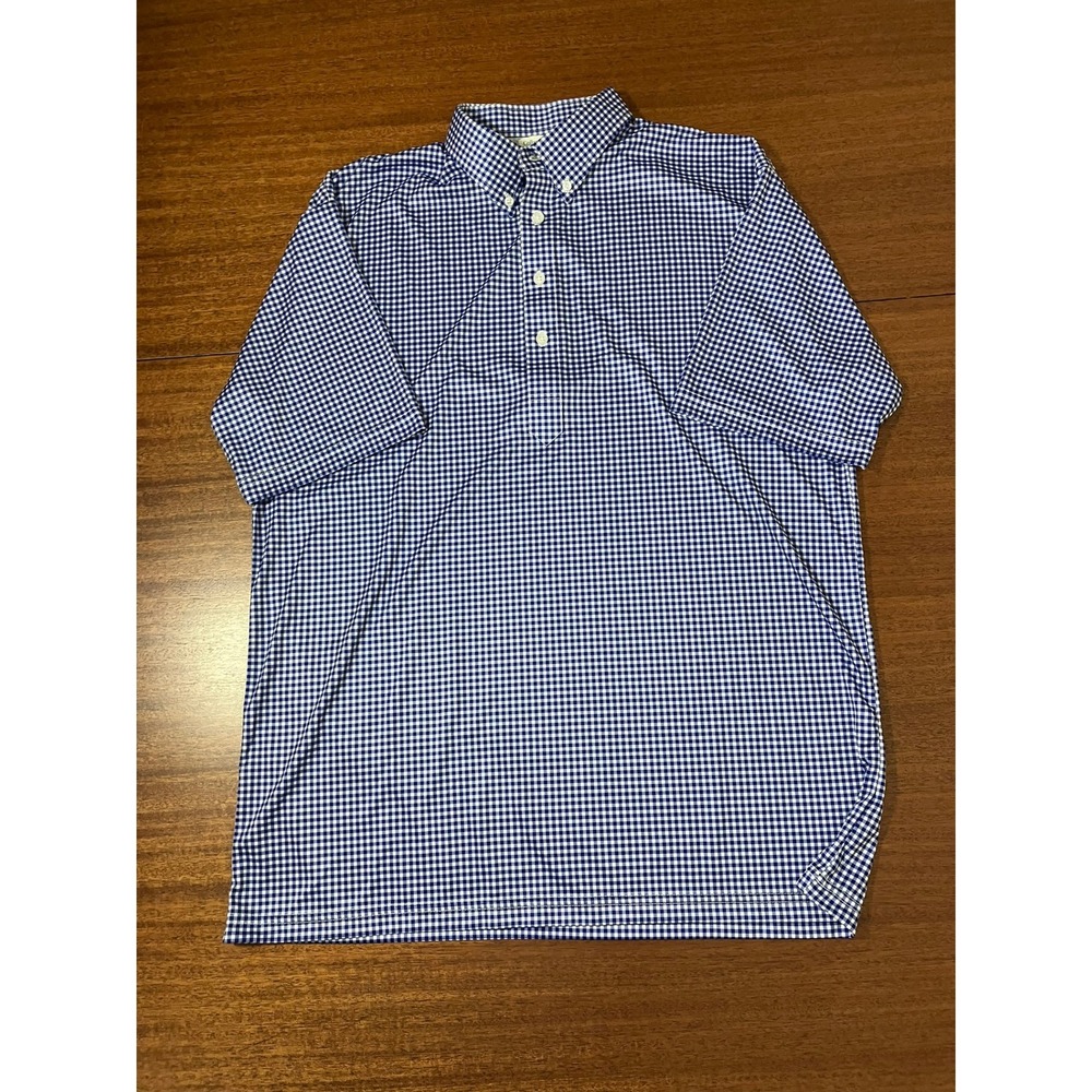 Collars & Co Mens XL Blue Gingham Dress Collar Polo Performance Shirt Preppy - Picture 9 of 9